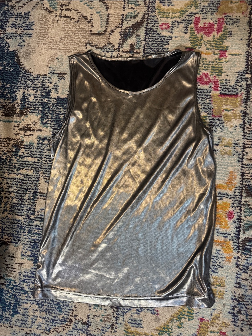 Vintage Metallic Silver Sleeveless Tank Top